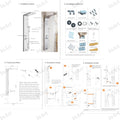Premium gold thermostatic shower panel set, compatible with 36 x 36 shower wall panels