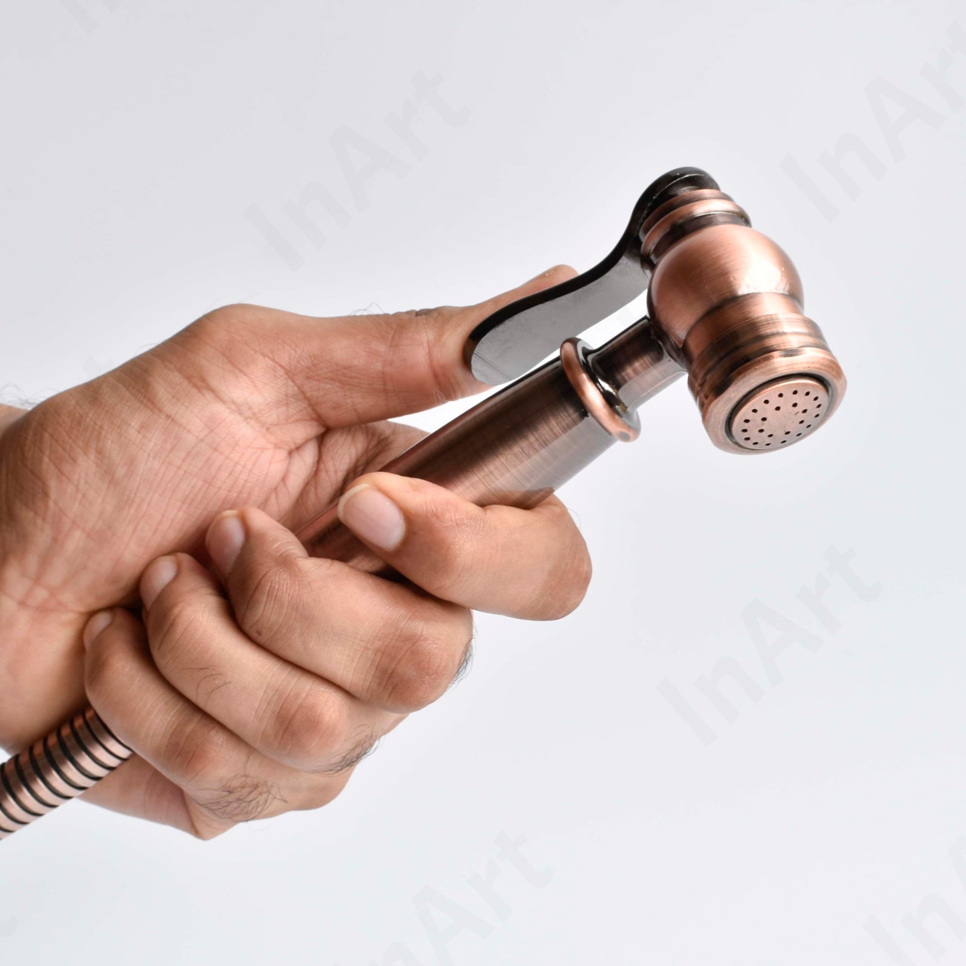 ABS health faucet jet spray with hose and holder, antique copper finish for bathroom toilet cleaning, close-up