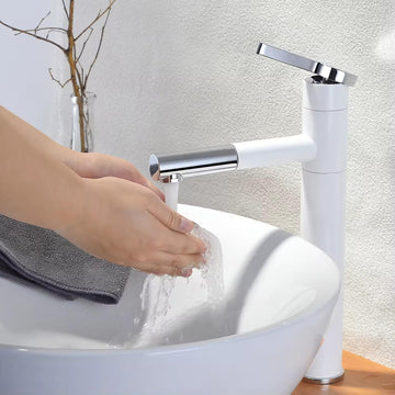 InArt cera basin mixer style waterfall tap in zinc alloy, antique gold and white, single lever main view