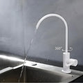 InArt drinking water tap for kitchen sink, white glossy SS304 RO tap, side angle with 360° swivel spout