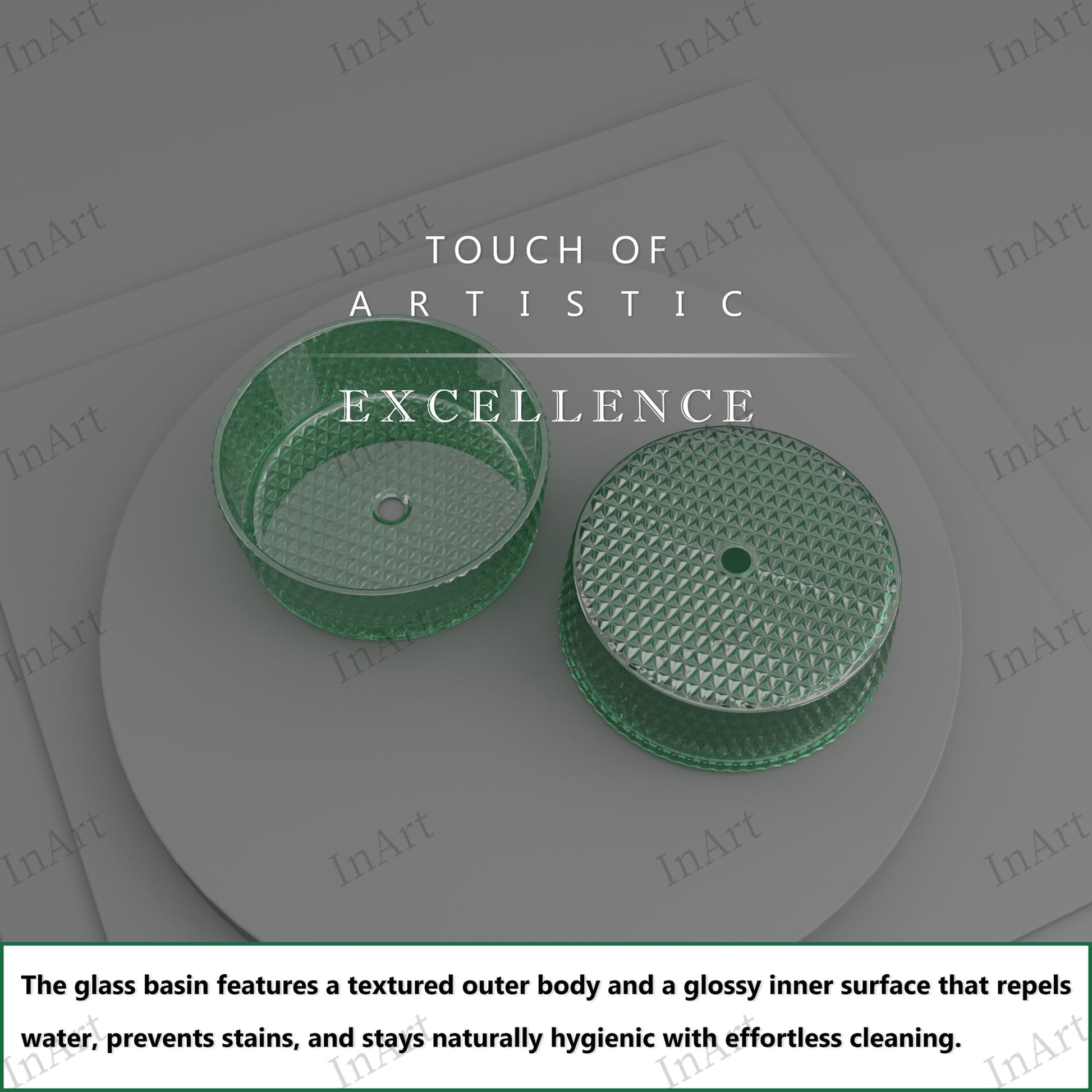 InArt green glass basin wash basin, round countertop sink, wash basin price