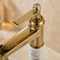 Gold wash basin taps with single hole basin mixer design, premium brass fitting for Indian bathrooms