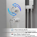 Tub spout detail on InArt shower panel with mixer, chrome finish water outlet for bath and shower use