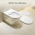 InArt white and gold wall hung water closet installed look, space saving western toilet for stylish washroom