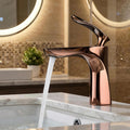 InArt brass basin tap with smooth single lever handle, rose gold plated finish close-up