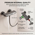1.5 metre shower hose connected to wall mounted shower mixer outlet