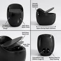 InArt ceramic one piece western toilet, oval rimless commode in glossy black, rear angle view