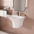 InArt wall mounted sink with half pedestal, rectangular ceramic wash basin for modern bathroom interior