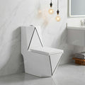 Ceramic floor mounted western toilet with S trap outlet from floor, modern black white bathroom commode