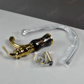 InArt single lever basin mixer tap black gold, top view of waterfall outlet for hot and cold water mixer