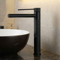 InArt hot and cold basin mixer tap black, close-up of single lever control and smooth matte finish