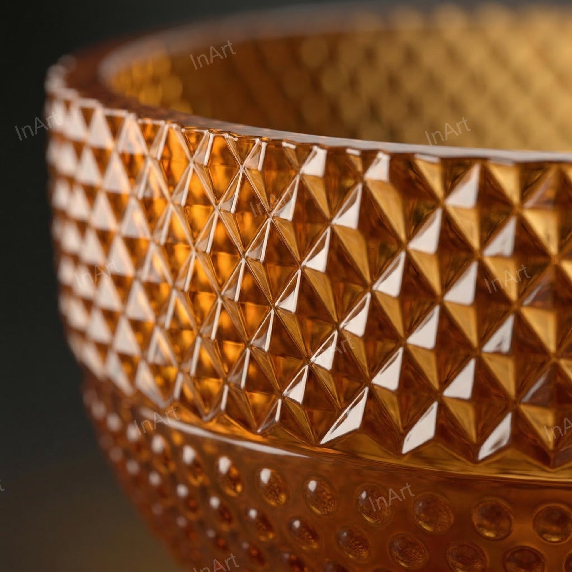 InArt table top wash basin glass with amber colour finish, premium round basin for washroom