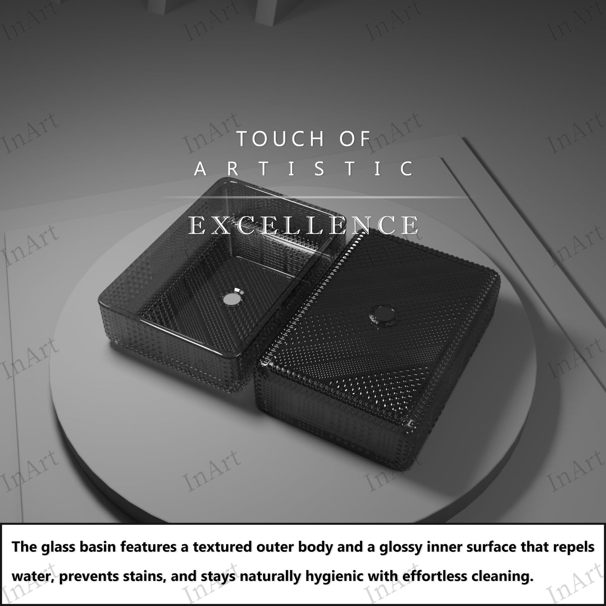 Modern black table top wash basin, InArt glass sink