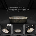 Top counter wash basin with tap hole area detail, InArt ceramic rectangular wash basin in green marble finish
