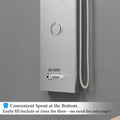 InArt stainless steel shower panel close-up of adjustable hot and cold control knob in chrome finish