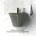 InArt half pedestal wash basin for bathroom, premium grey glossy ceramic with slim rim detail