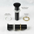 InArt bathroom sink pop up waste coupling in brass with matte black finish, 32mm drain for premium washroom