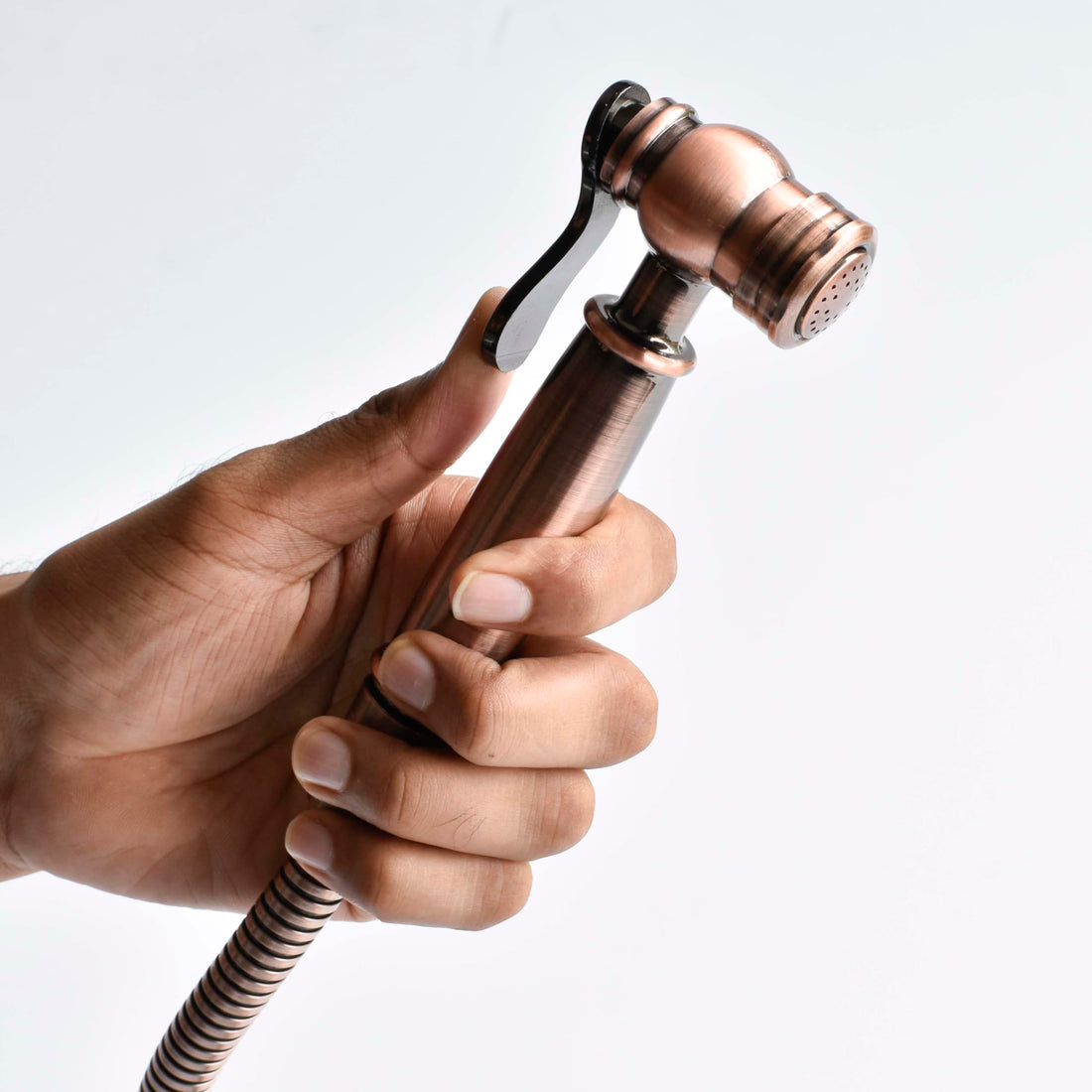Jaquar health faucet style InArt ABS handheld jet spray for toilet in antique copper with hose and holder