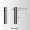 Gun grey basin mixer tap deck mount, angled view of single lever bathroom mixer tap for wash basin hot and cold