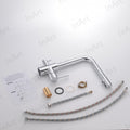 Gooseneck kitchen sink faucet style swan mixer tap in chrome, modern Indian kitchen counter setup