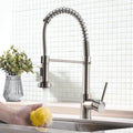 InArt pull out kitchen spray tap in chrome metal gooseneck, single lever sink mixer with pull-down sprayer