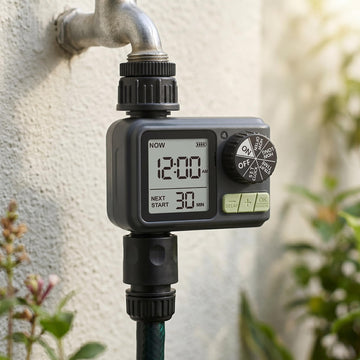 Digital tap timer with LCD display for automatic watering schedule control