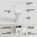 Modern bathroom commode design, ceramic one piece western toilet with soft close seat cover, side angle view