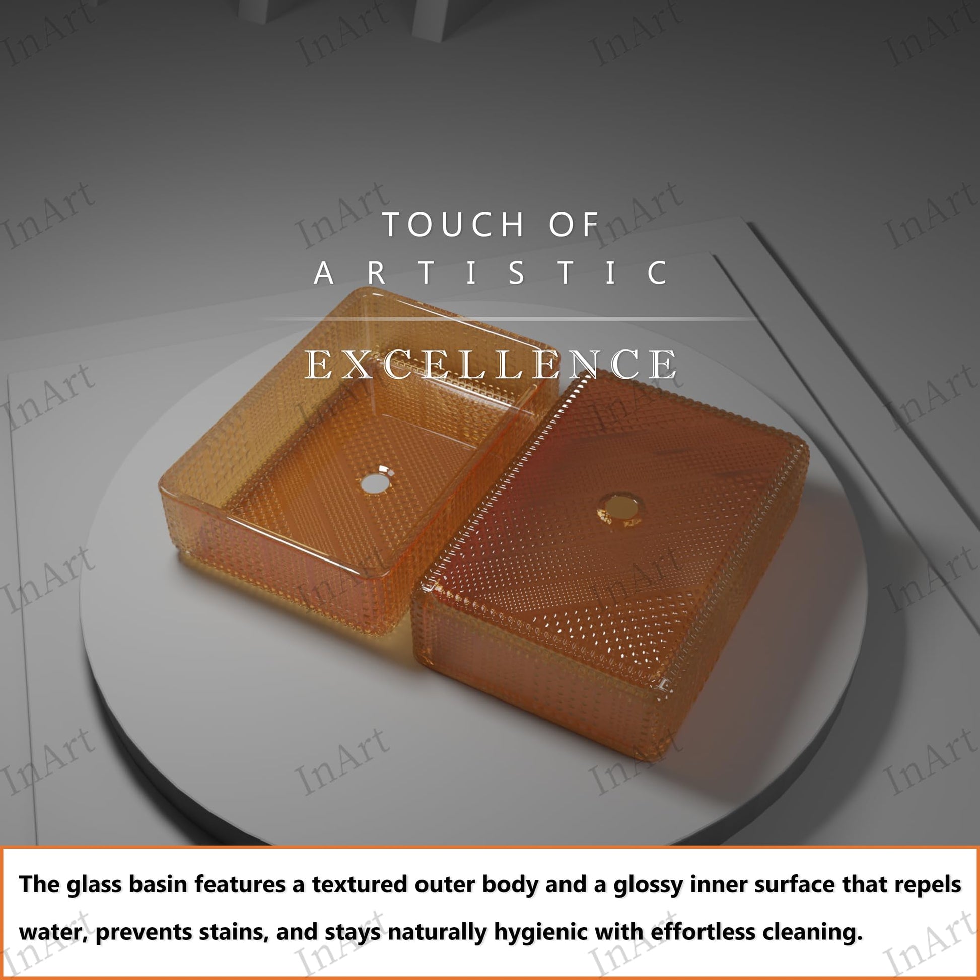 Glossy glass washbowl, InArt basin in english