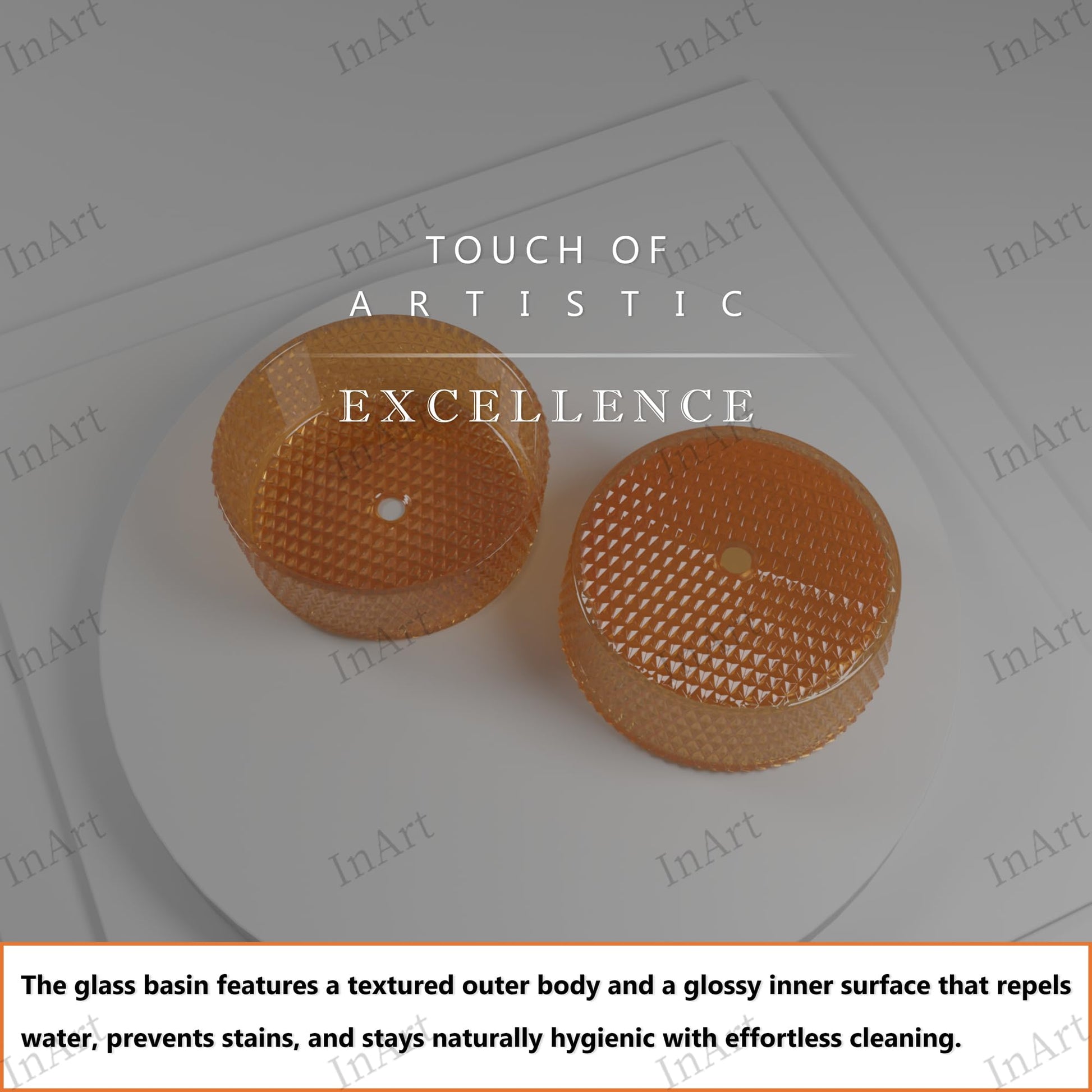 InArt amber table top wash basin for countertop