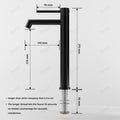 InArt matte black pillar tap for wash basin with 3 inch extended thread, ideal for thick countertop basins