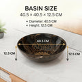Close-up of black gold wash basin colour design, smooth ceramic glaze and rim detailing