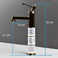 Rose gold waterfall basin tap, single lever wash basin mixer shown at 45 degree angle for modern bathroom