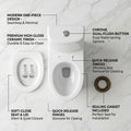 Single piece western toilet in glossy white, oval one piece commode side angle for modern Indian bathroom