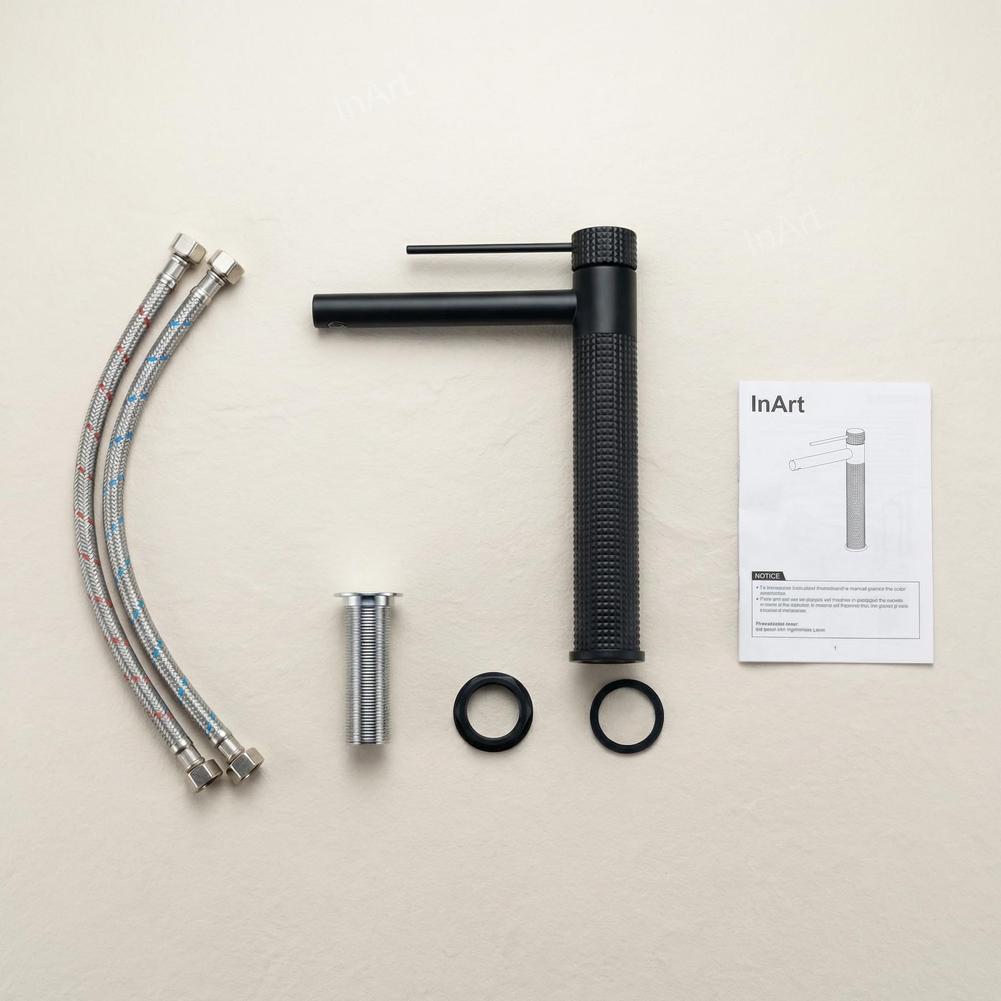 Matte black basin mixer tap brass, side angle view with single lever handle for modern wash basin