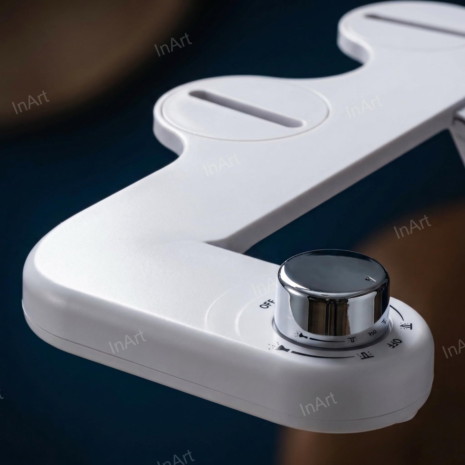 InArt toilet seat bidet attachment detail of self-cleaning nozzle and easy clean design