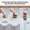 Basin drain outlet pop-up coupling showing full-thread body length