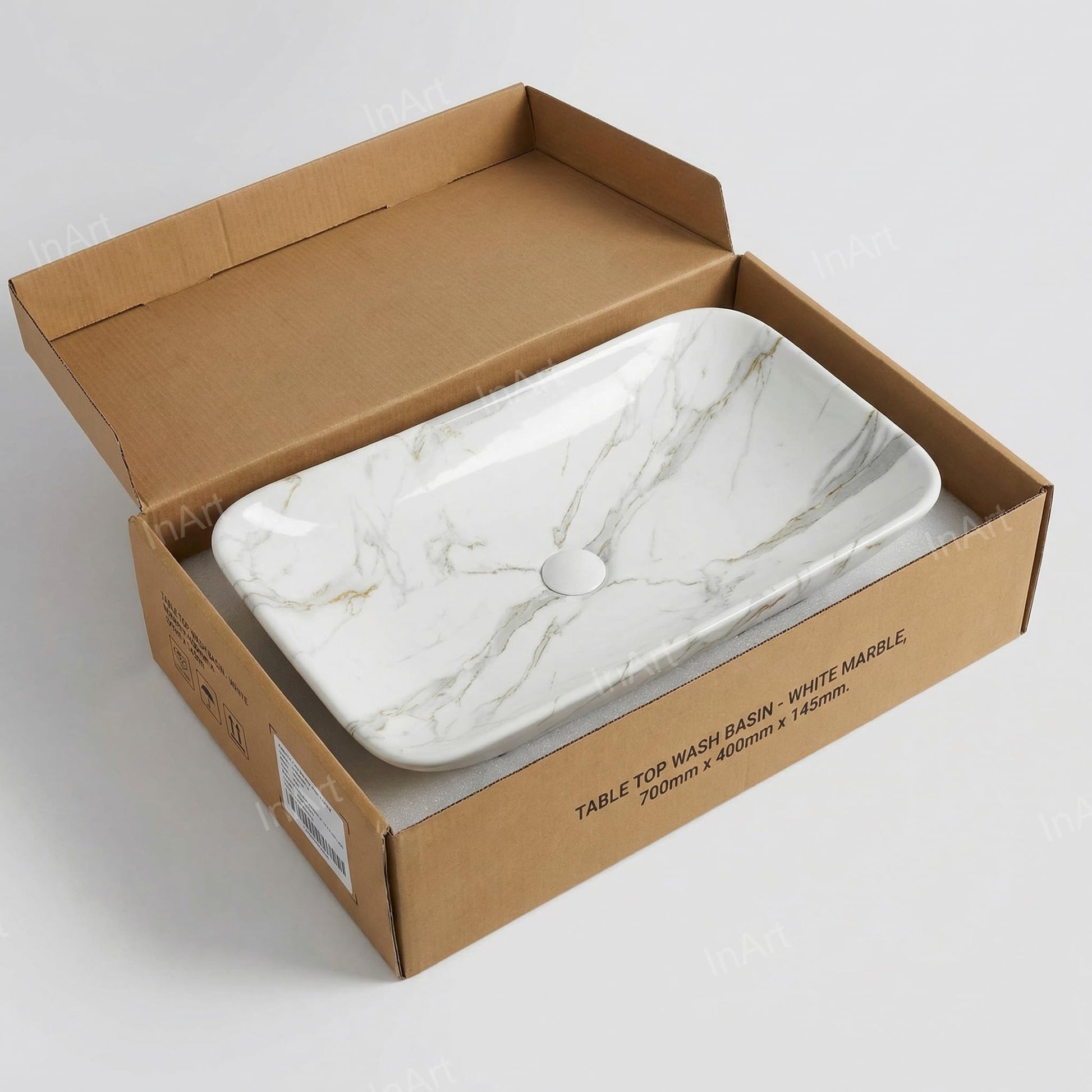 Table top wash basin with cabinet style fitment idea, ceramic counter basin for bathroom interior
