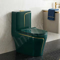 InArt floor mounted european water closet in green ceramic, elongated oval EWC with dual flush tank