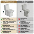 Ceramic one piece toilet commode with glossy white square design, premium sanitaryware for Indian washroom