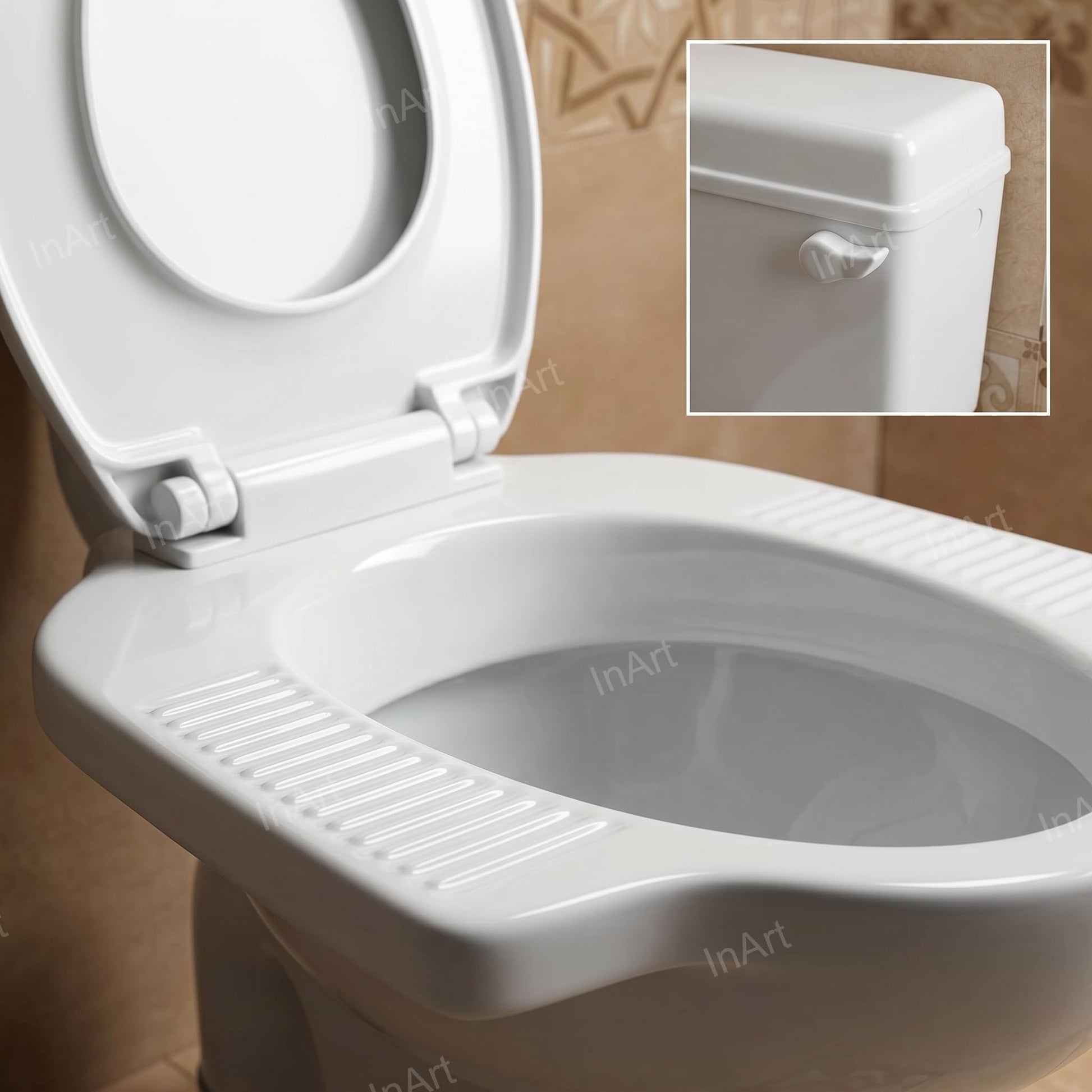 InArt Anglo Indian closet price option, one piece ceramic commode with normal seat cover and flush tank combo