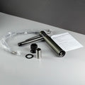 Side angle of brass sink basin tap in gun grey finish, modern bathroom basin mixer tap with smooth single lever