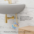 Angle valve for wash basin tap in glossy gold brass, side view L-type body with smooth handle grip