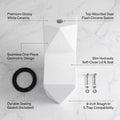 Ceramic floor mounted western toilet in glossy white, square one piece commode side angle view