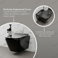Premium sanitaryware look: black glossy wall mounted western toilet commode for stylish Indian bathroom interiors