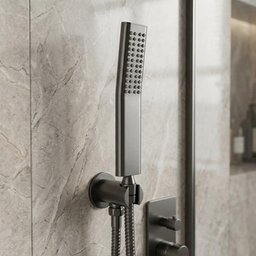 SS304 handheld shower head for bathroom InArt round stainless steel hand shower gun grey