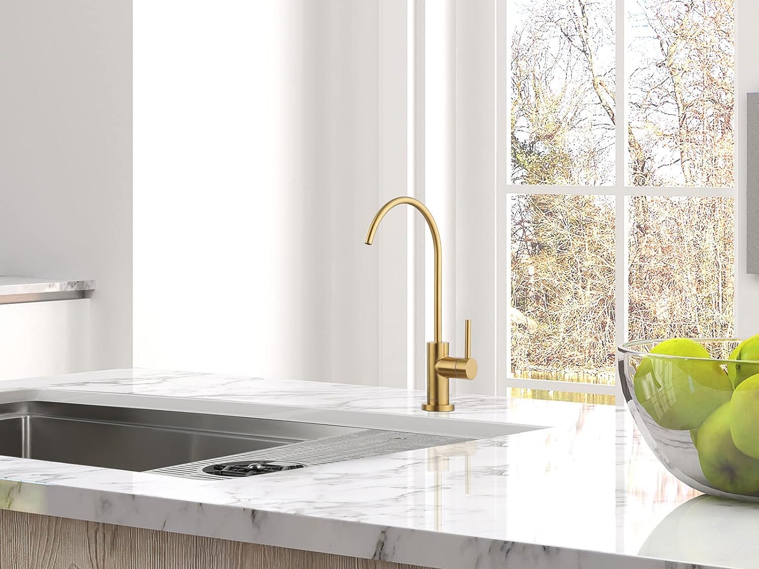 Gold reverse osmosis drinking water faucet with stainless steel body, ro tap for sink and RO filter