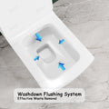 Bathroom western toilet price option: glossy white ceramic one-piece floor mounted commode with soft close seat