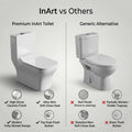 P trap single piece commode showing outlet and base, ceramic one piece western toilet close-up