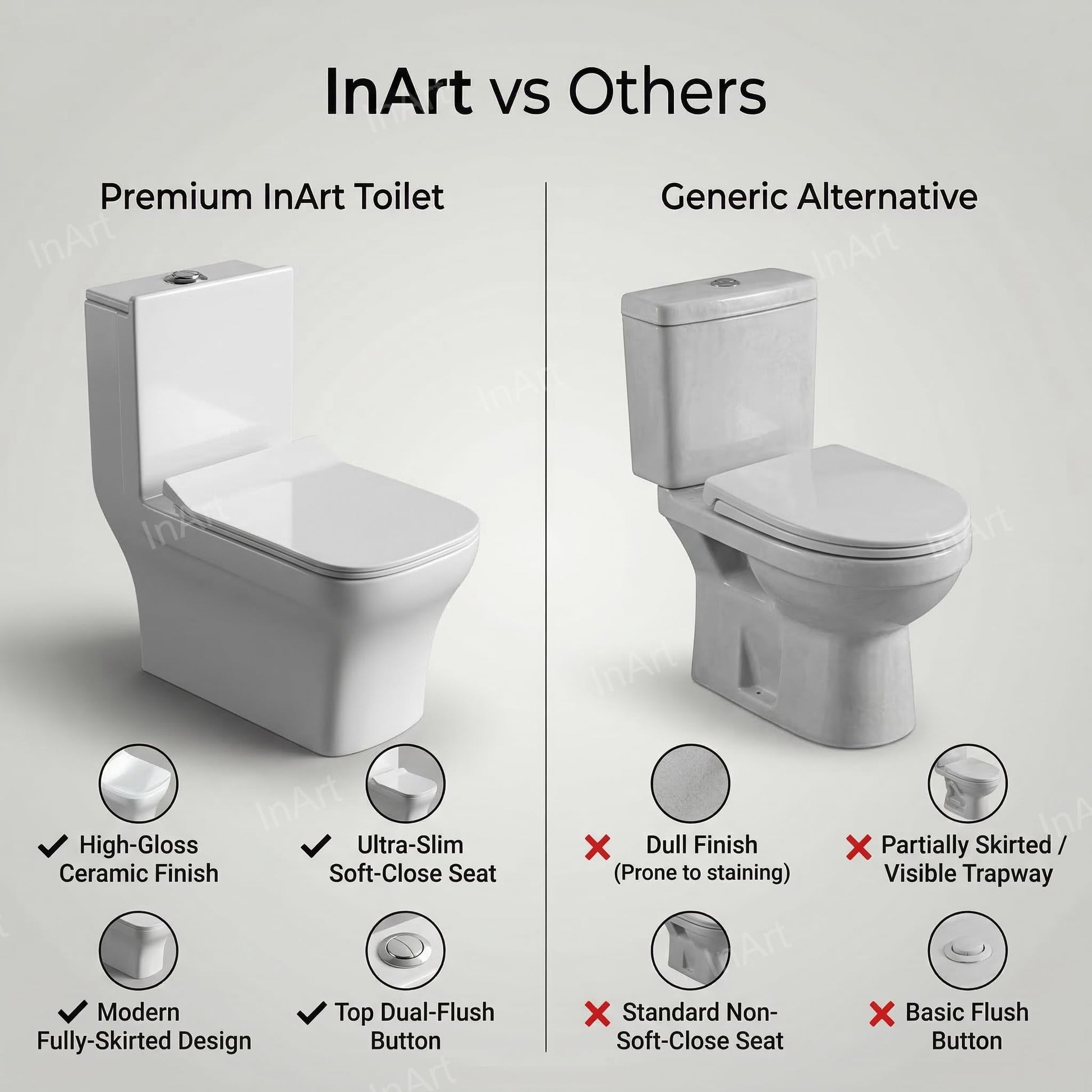 P trap single piece commode showing outlet and base, ceramic one piece western toilet close-up