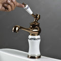 InArt waterfall basin tap in rose gold for premium bathroom interior, table mount single lever mixer